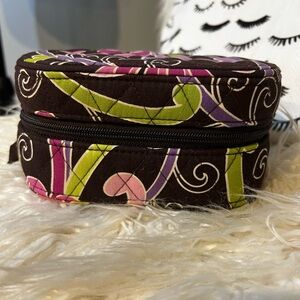 Vera Bradley Brown and Pink Quilted Cosmetic Case